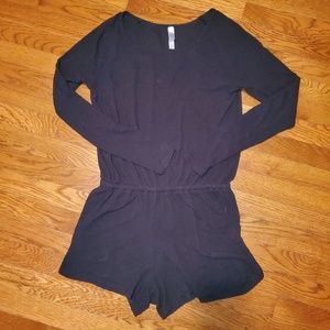 Black Sleepwear Ribbed Romper